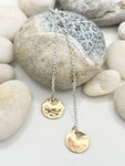 Gold disc pull through chain earings