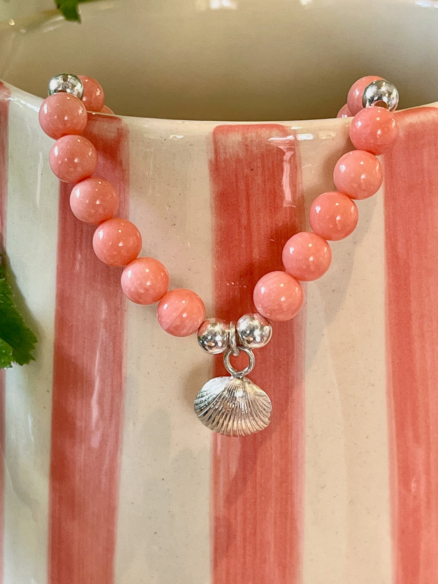 Chunky coral beaded bracelet.