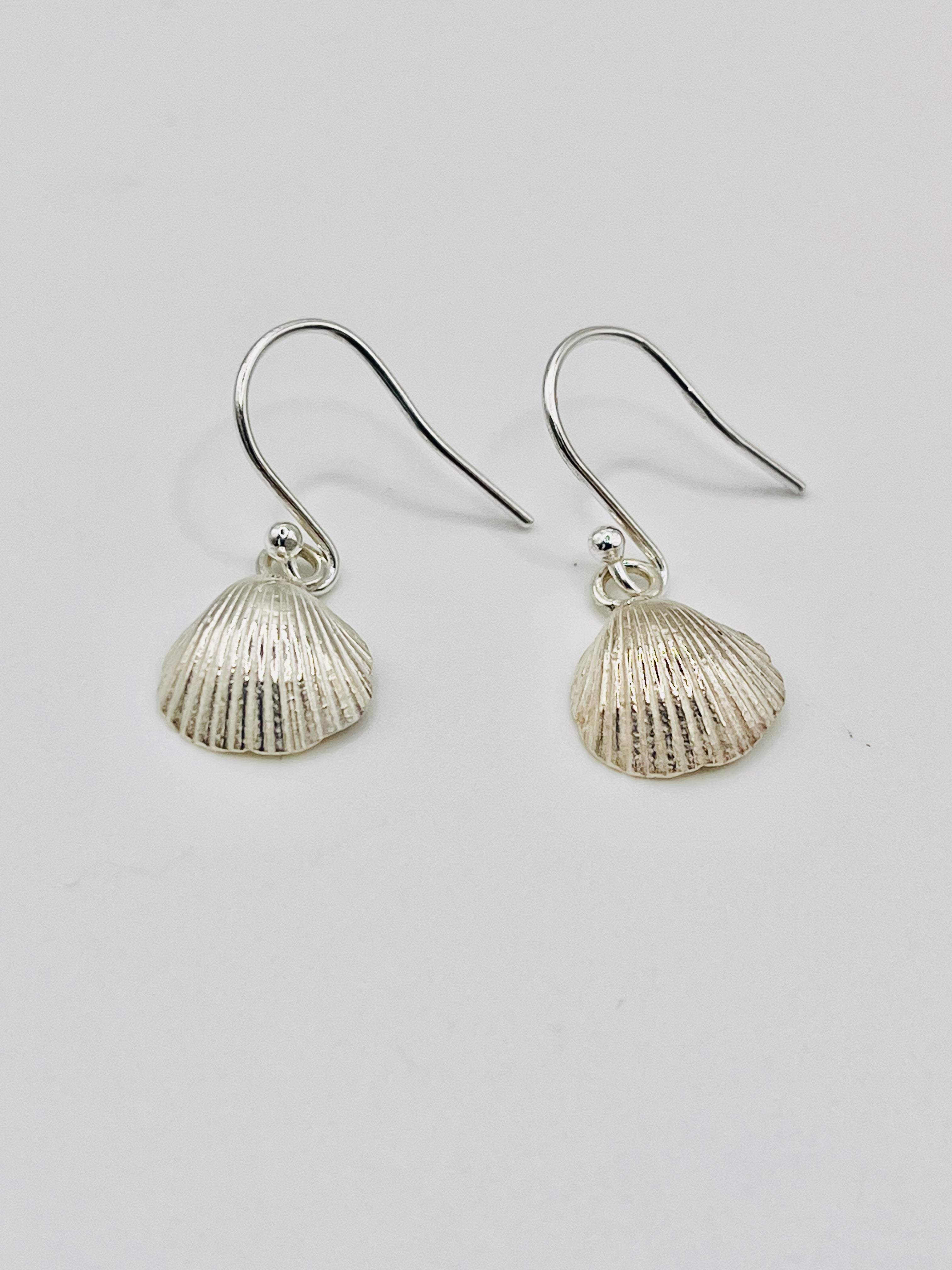 Silver cockle shell earings