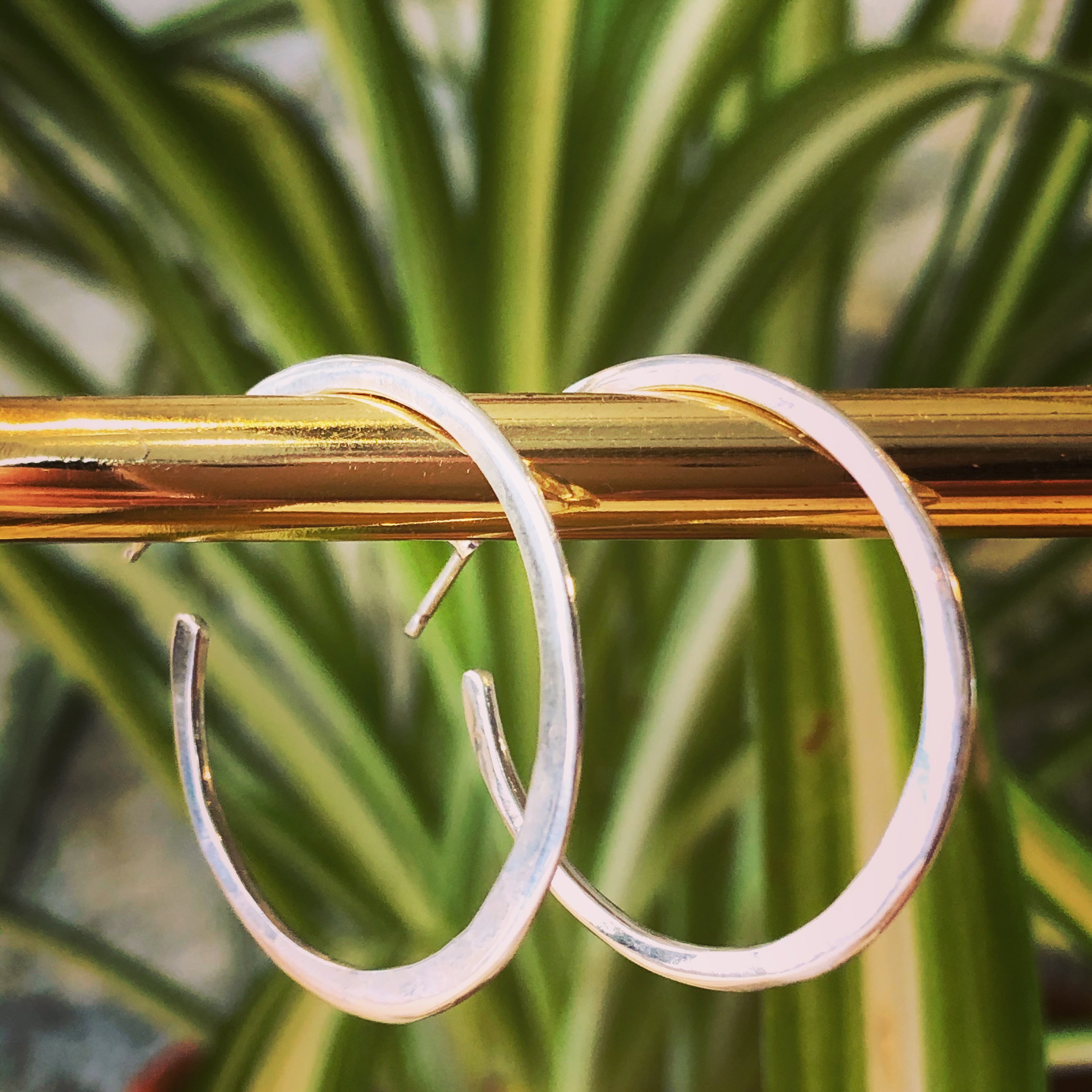 Textured Silver Hoops